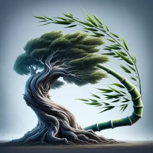 The bamboo that bends is stronger than the oak that resists.