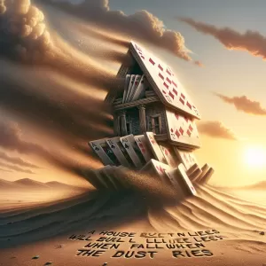 Sumerian Saying (cuneiform tablet, ~2000 BCE): A house built on lies will fall when the dust rises.