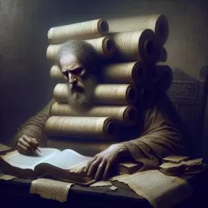 Ancient Hebrew Wisdom (Ecclesiastes Fragment): He who adds knowledge adds sorrow.
