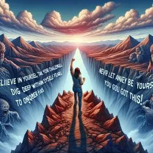 Believe in yourself, take on your challenges, dig deep within yourself to conquer fears. Never let anyone bring you down. You got this!