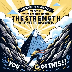 Embrace the challenge, for within it lies the strength you've yet to discover. You got this!