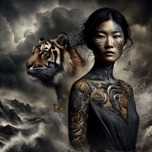 Like a tiger, she embraces her stripes, her unique strengths, and stands tall in the face of adversity, embodying the essence of a truly strong woman.