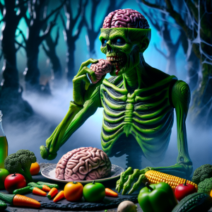 Zombie Diet Plan: A zombie started a diet. He's now on a strict no-brainer diet.