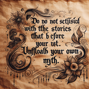 Do not be satisfied with the stories that come before you. Unfold your own myth. - Rumi
