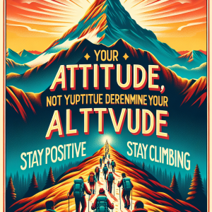 Your attitude, not your aptitude, will determine your altitude. Stay positive, stay climbing.