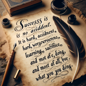 Success is no accident. It is hard work, perseverance, learning, sacrifice, and most of all, love of what you are doing. - Pele