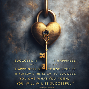 Success is not the key to happiness. Happiness is the key to success. If you love what you are doing, you will be successful. - Albert Schweitzer