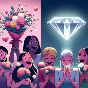 All women like flowers, until they find out others are getting diamonds.