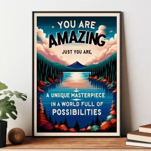 You are amazing, just as you are, a unique masterpiece in a world full of possibilities.