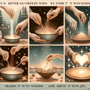 Life is better savored when we stir it with kindness, season it with wisdom, and serve it with joy. - Rizz