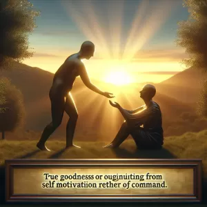 Good deeds done by command are not true goodness.