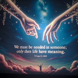 We must be needed by someone; only then does life have meaning.