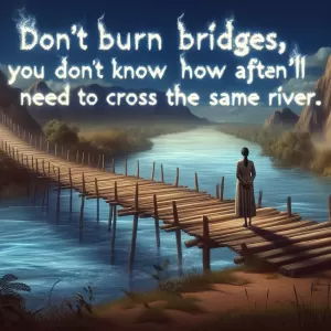 Don't burn bridges; you never know how often you'll need to cross the same river.