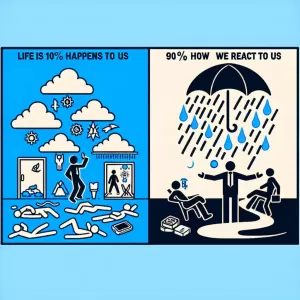 Life is 10% what happens to us and 90% how we react to it. - Charles R. Swindoll