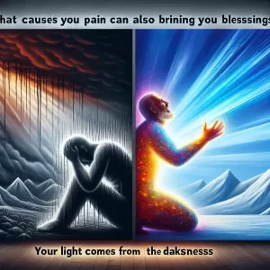 What causes you pain can also bring you blessings. Your light comes from the darkness.